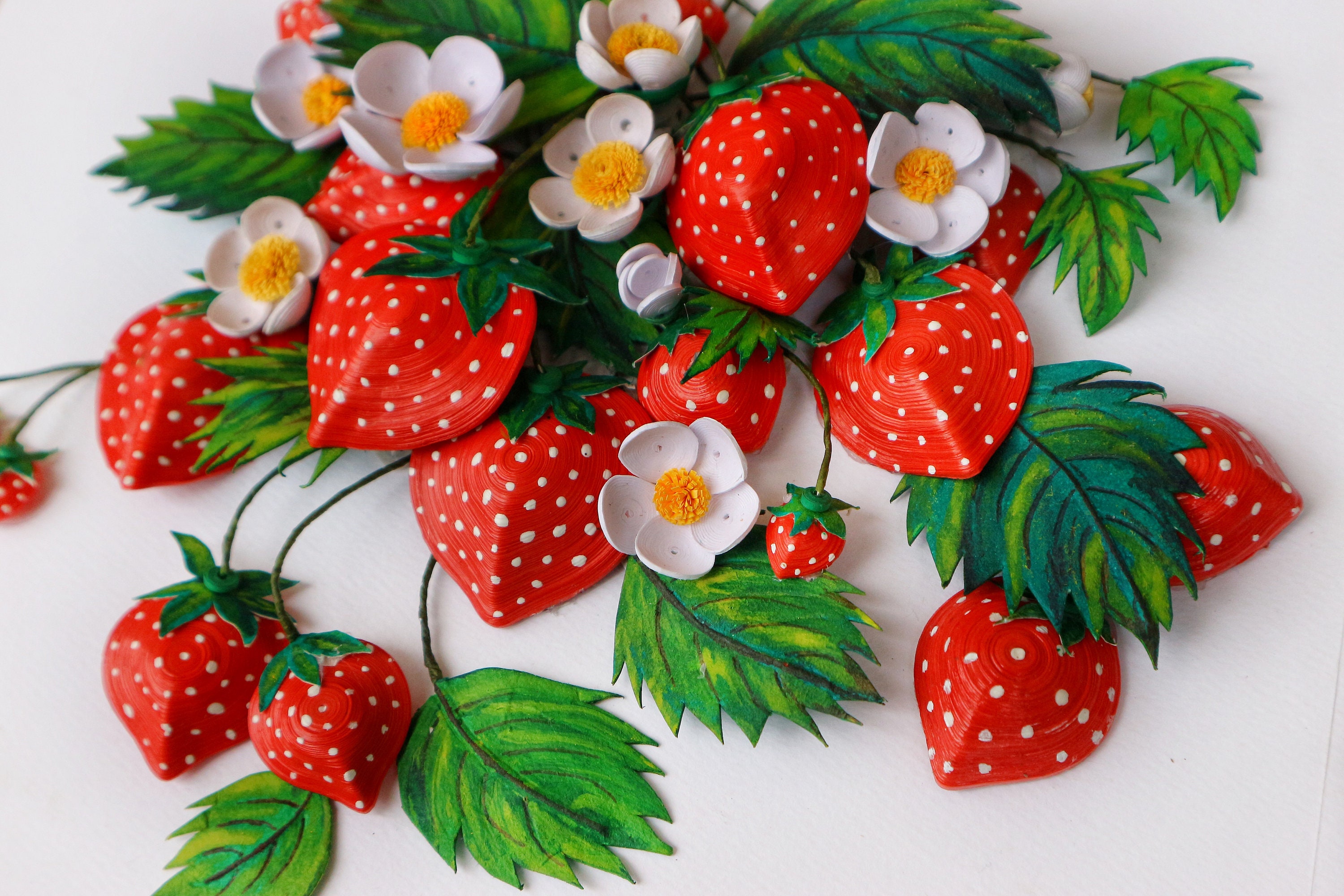 3D Quilling Artwork Quilled Strawberries Handmade Unique Etsy