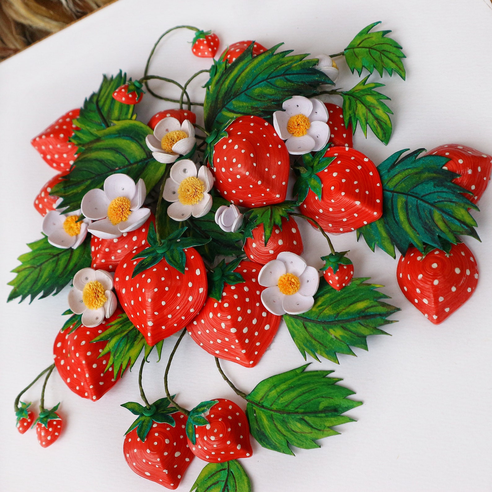3D Quilling Artwork Quilled Strawberries Handmade Unique Etsy