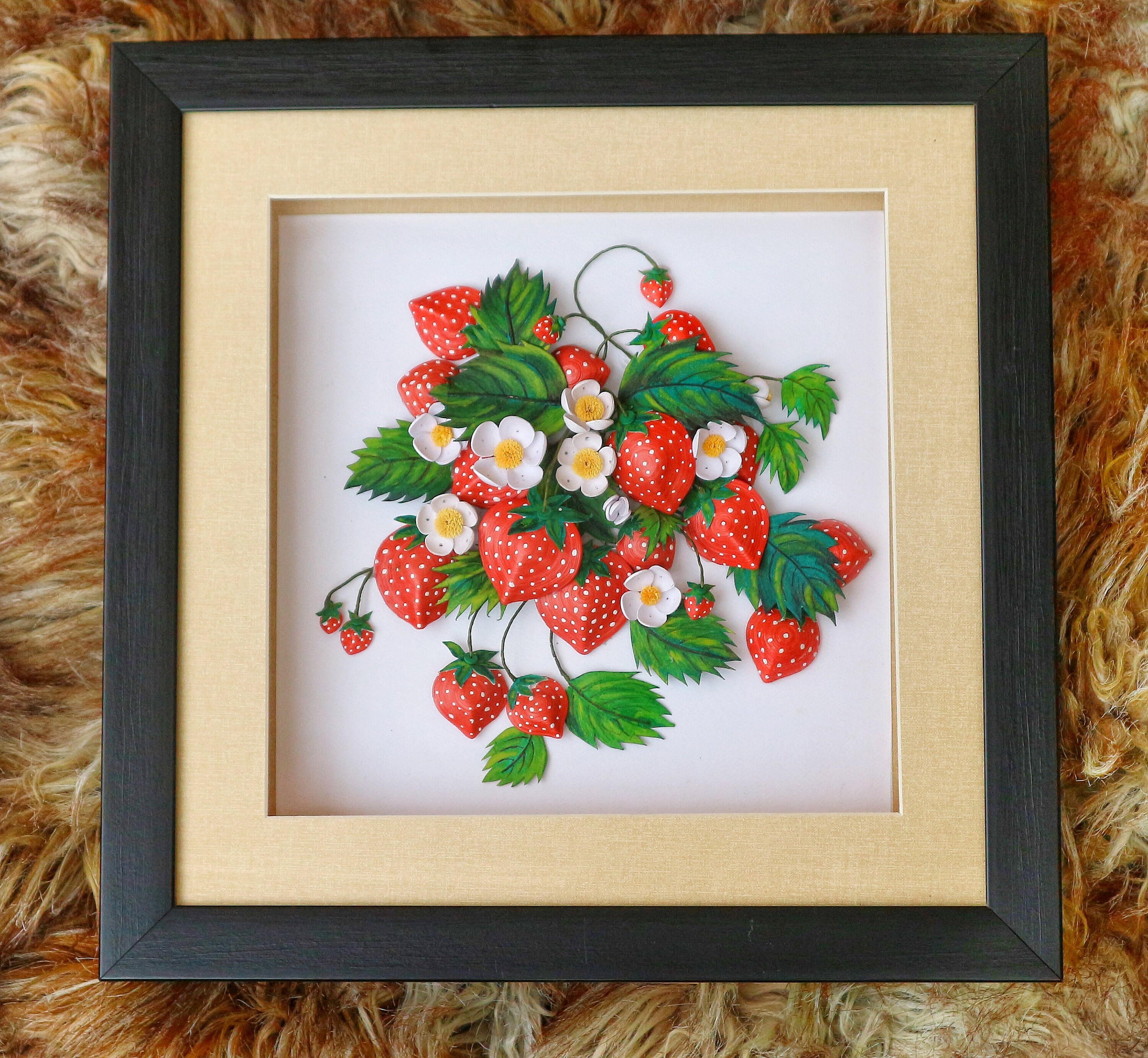 3D Quilling Artwork Quilled Strawberries Handmade Unique Etsy