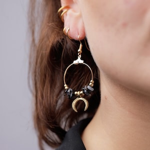 Moon Earrings, Gemstone Earrings, Boho Earrings, Earrings, Hippie Earrings, Moon Jewelry, Knotspot, Statement Earrings, Gift