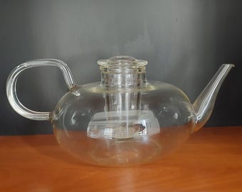 Bauhaus Glass Teapot by Wilhelm Wagenfeld Jenaer Glas Heat Resistant Vintage Teapot 1930s Design Icon