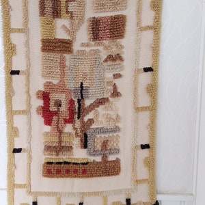 Hand woven Vintage Finnish Wool Rug Wall hanging &quot;Raanu&quot; Tapestry finnish scandinavian design 1960s, Finnish folk art, Nordic farmhouse art
