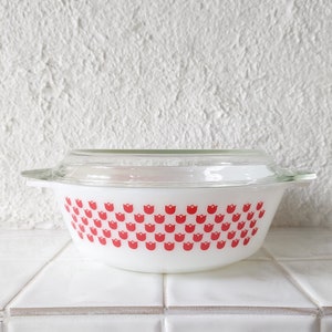 海外ブランドアウトレット通 JAJ Dish Casserole Vintage Retro 509 Pattern Red TULIP PYREX 邦楽