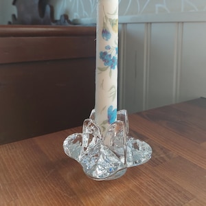 Eva Wärff für Kosta Boda Schweden &quot;&quot;Snowstar&quot;&quot; Kristall handgefertigter Kerzenhalter - Kunstglas, skandinavisches Design.&quot; Vintage um 1970.