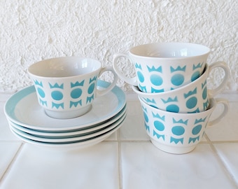 4 tasses à café et soucoupes rétro ARABIA FINLAND SALLA