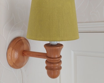 1 VINTAGE VIGAN wooden wall lamp, turned wood, Scandinavian wall lamps, vintage turned wood wall lamp sconce from 1970's.
