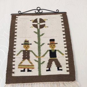 FINNISH SCANDINAVIAN Wall Hanging Wool Tapestry Hand Woven Folk Art Wall Decor, Home Decor, Kilim tapestry