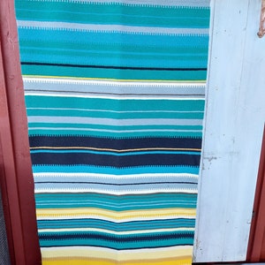 LargebHand woven Vintage Finnish Wool Rug Wall Hanging &quot;Raanu&quot; Tapestry with beautiful bright colours. Nordic Farmhouse Decor