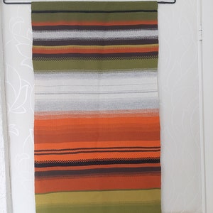 Hand woven Big Vintage Finnish Wool Rug Wall hanging &quot;Raanu&quot; from Kankurin Pouti Tapestry striped pattern, Scandinavian Design Nordic
