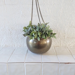 Vintage koperen hangende plantenbak – grote hangende cachepot – Scandinavische plantenbak uit het midden van de eeuw – Boho woondecoratie
