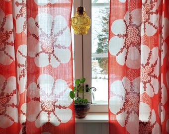 Vintage Scandinavian Curtains (Set of 2) – 70s Floral Print Drapes