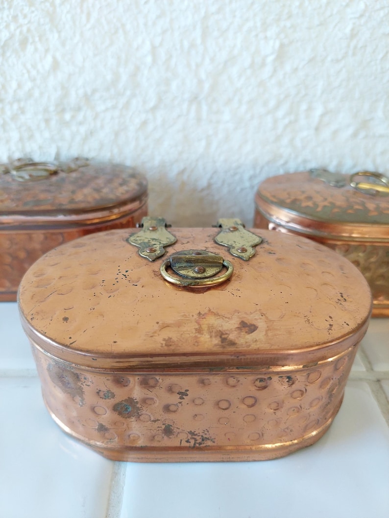 Swedish Vintage Copper Brass Box - Vintage Hammered Copper Box With Lid ...