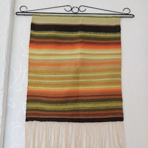 Hand woven Vintage Finnish Wall hanging &quot;Raanu&quot; Tapestry with very beautiful bright colours and stripe pattern, finnish scandinavian design