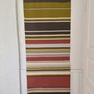 Large Hand wovenVintage Finnish Wool Rug Wall hanging &quot;Raanu&quot; Tapestry with stripe pattern, finnish scandinavian farmhouse decor