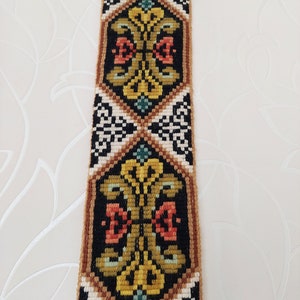 Hand woven Embroided needlepoint handmade Tapestry Vintage Scandinavian Wall hanging Folk Art with beautiful colours