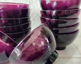 KARHULA IITTALA DESSERT glass bowls designed by Saara Sappinen, vintage scandinavian finnish design purple glass.