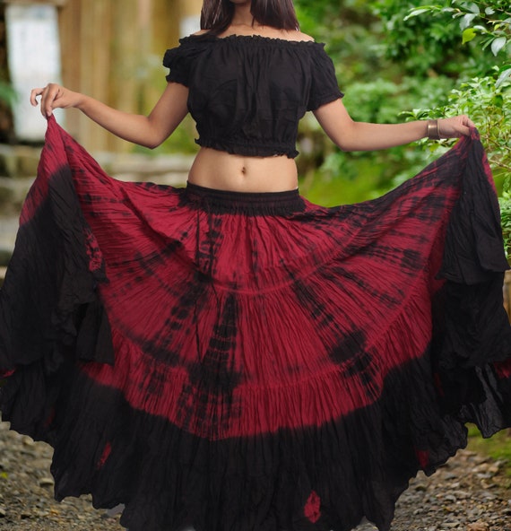 25 Yard Skirt Tribal Red POLKA DOT Belly Dance Skirts 100/% JAIPUR ATS