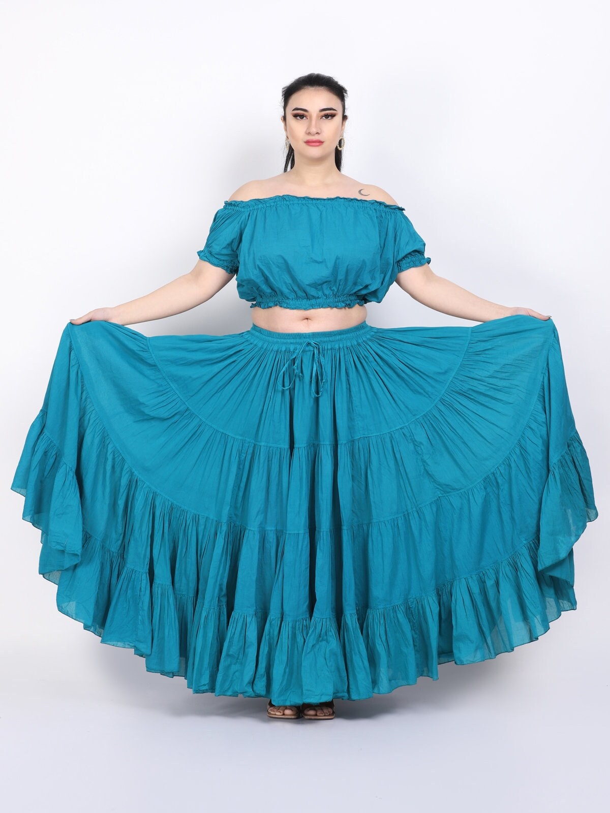 Disfraz de Bailarina Árabe Azul con Paño para Mujer - MiDisfraz