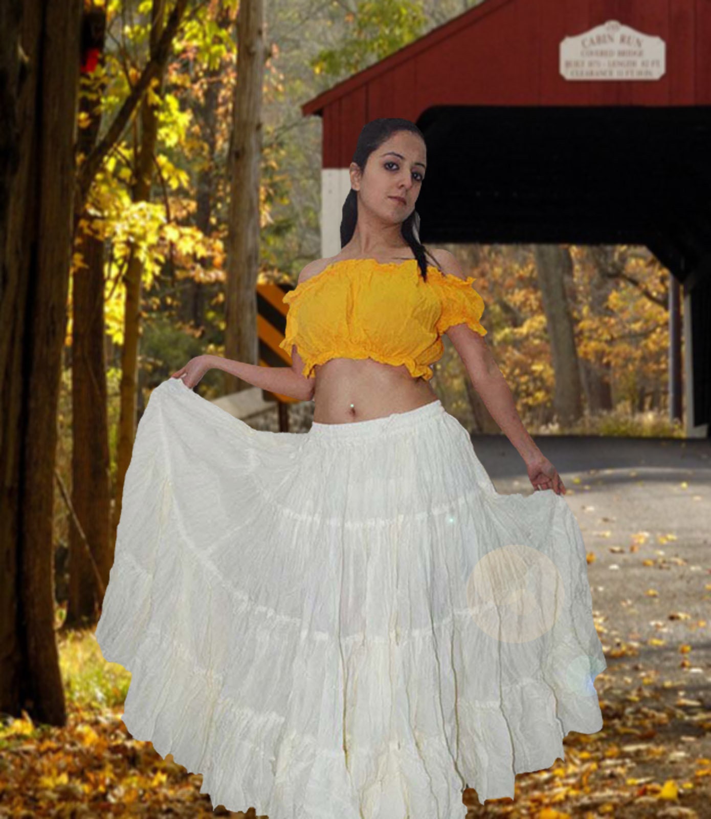 Black Skirt 25 Yard 4 Tier Cotton Belly Dance Tribal Gypsy Flamenco Jupe ATS