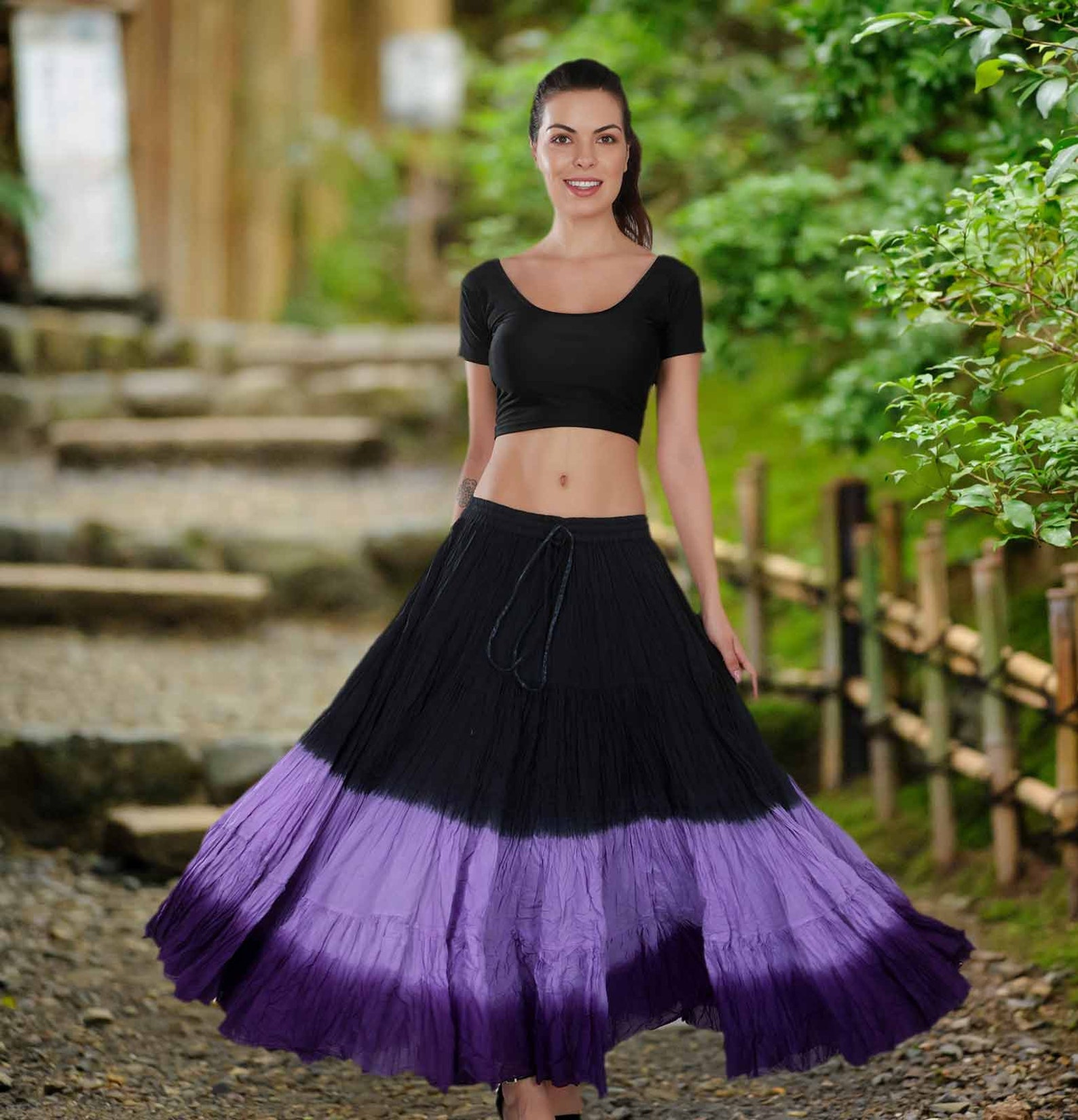 25 Yard Black Dip Dye Color Skirt Gypsy Tribal Cotton Skirts Etsy
