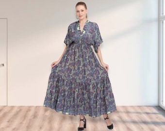 Women's Long Length Short Sleeve Silk bohemian, maxi dress - Wholesale Lot