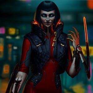Valerie | cyberpunk sci fi character illustration, futuristic digital painting, original art prints on Ilford paper in sizes 5"x7" & A4