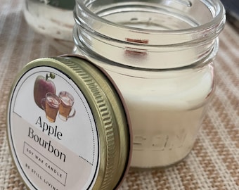Pumpkin Harvest Woodwick Soy Candle Hand-Poured – Cozy Festive Fall or Apple Bourbon