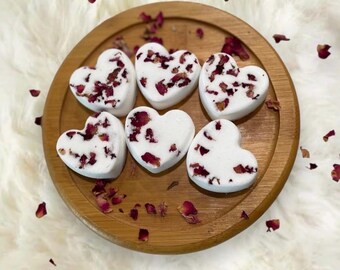 Heart Shower Steamers | Love Spell Scent with Rose Petals | Romantic Self Care Gift | Handmade Shower Melts | Gift for Her