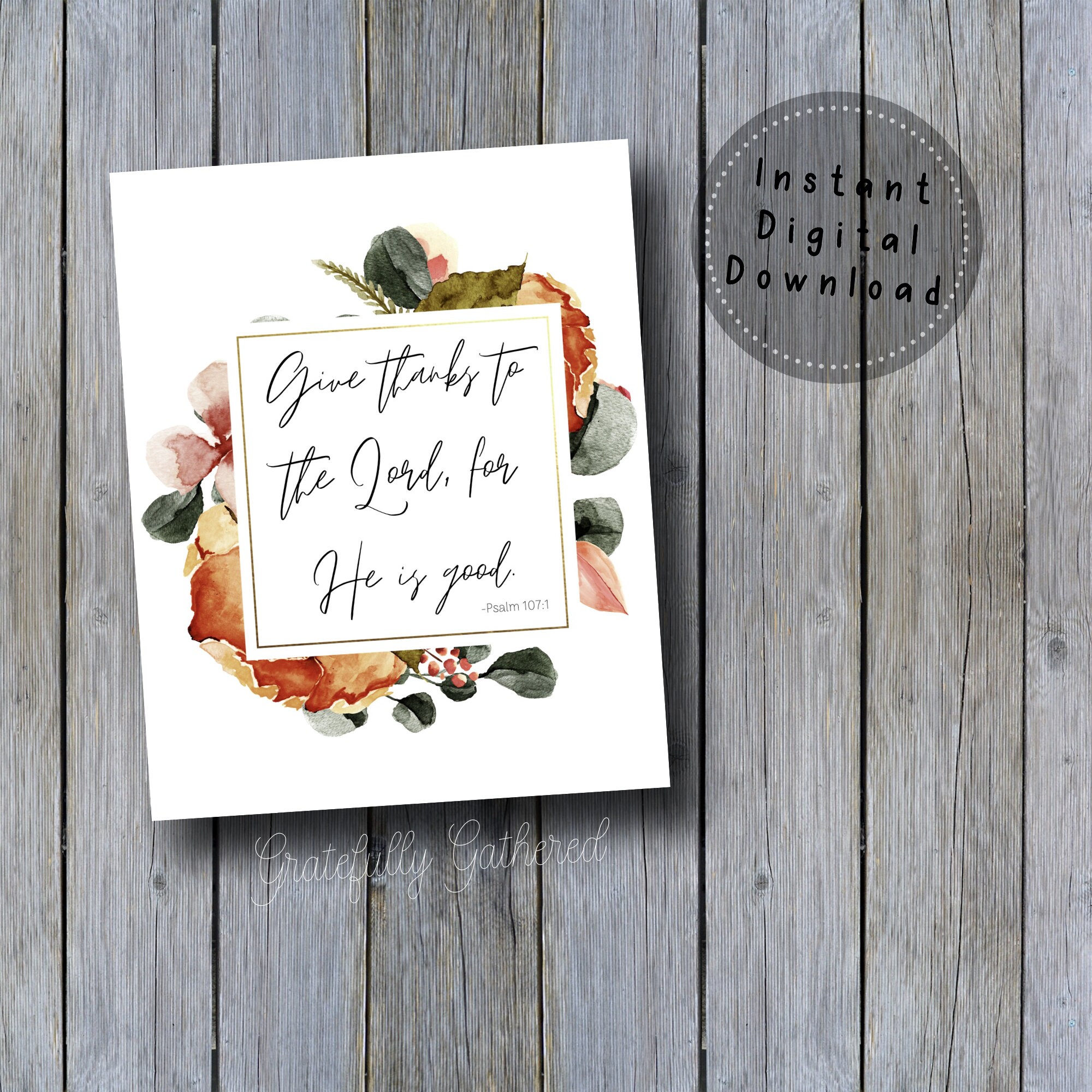 Give Thanks to the Lord, Christian Quotes, Watercolor Printable, Fall ...