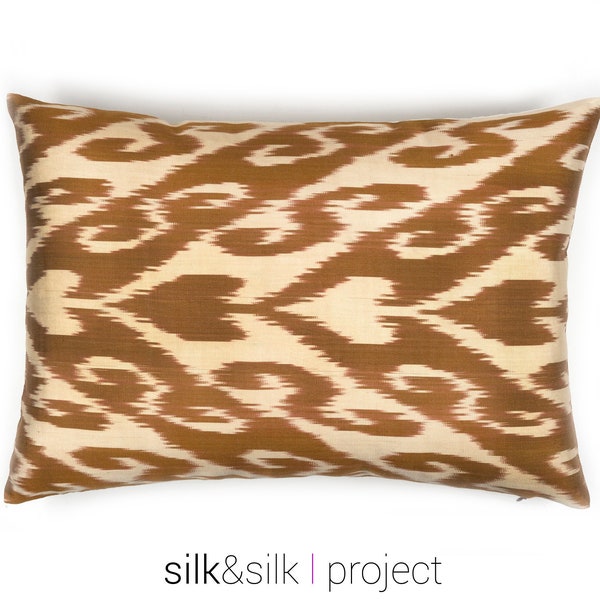 mustard ikat lumbar pillow - silk ikat cushion