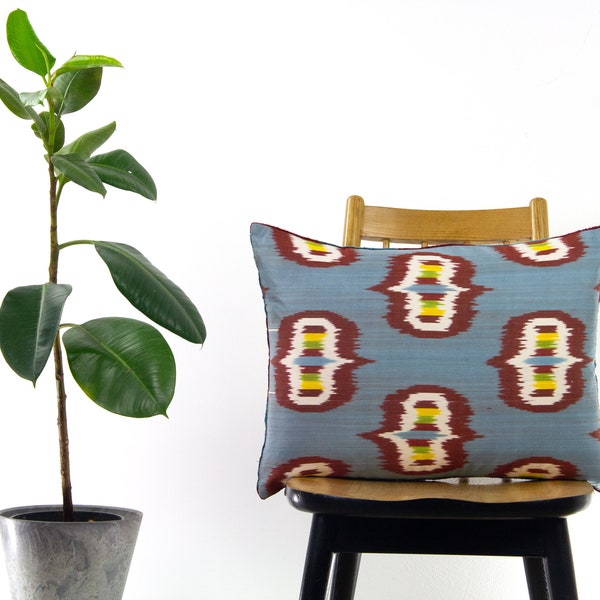 velvet ikat pillow cover - silk ikat cushion - decorative designer pillows for couch