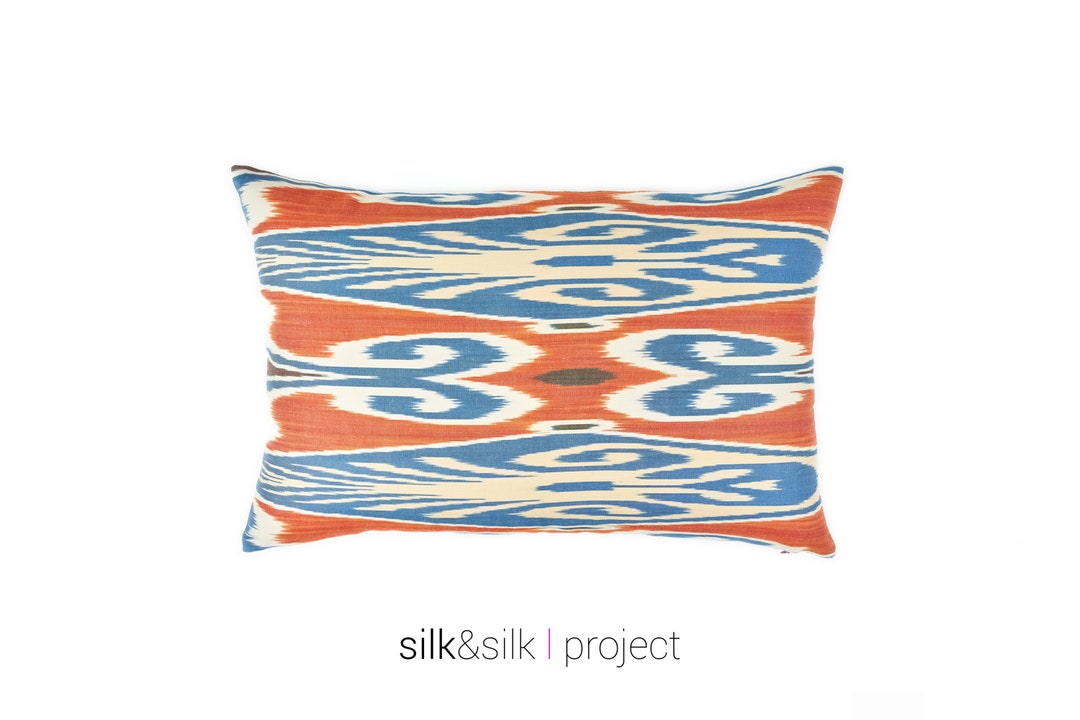 Orange Ikat Pillow Cover // Silk Ikat Pillowcase Decorative Etsy