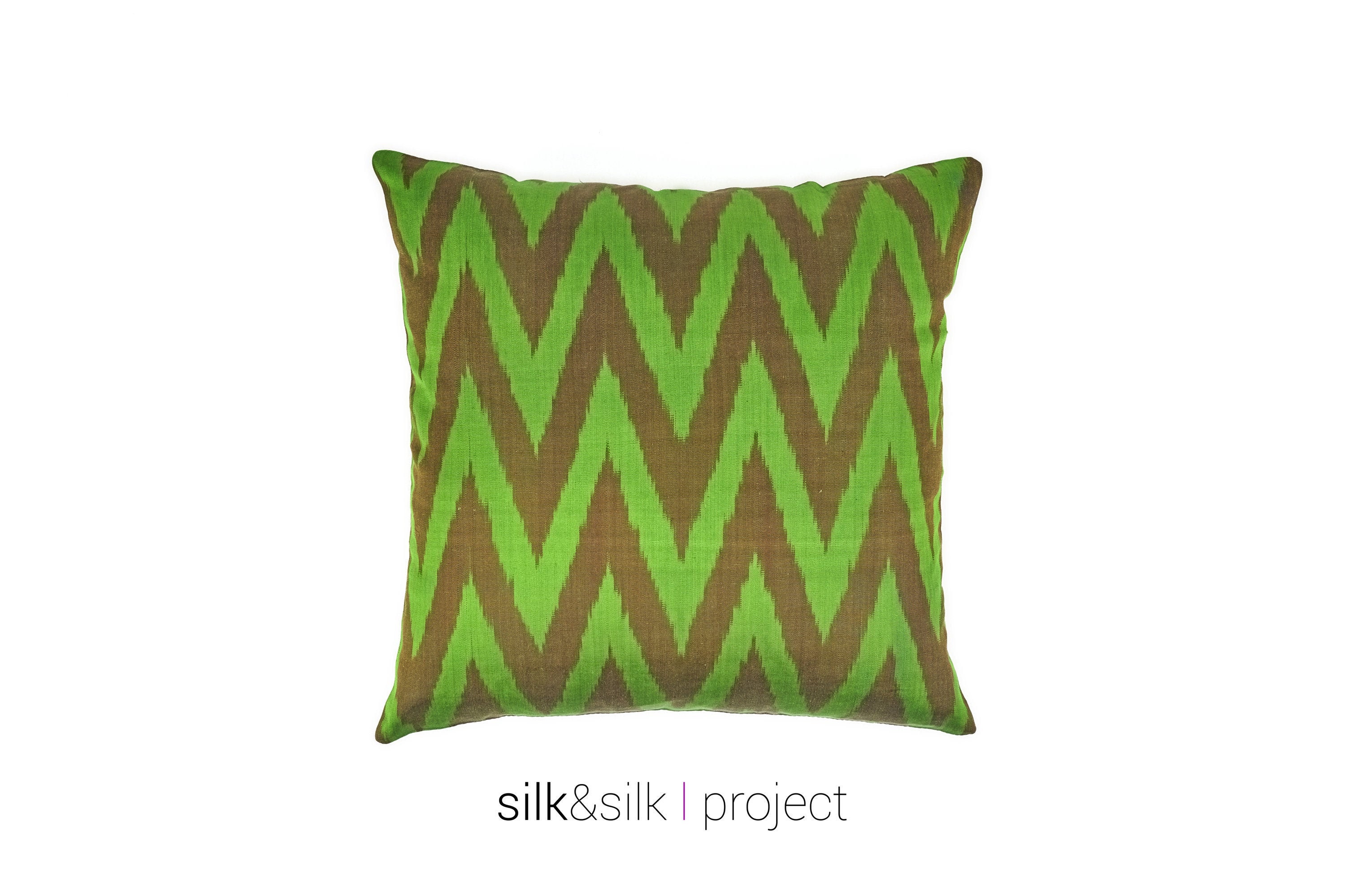 Green Ikat Pillow Cover Green Ikat Cushion Chevron Pillow Etsy