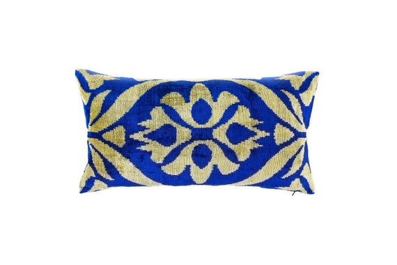 Blue ikat lumbar pillow online