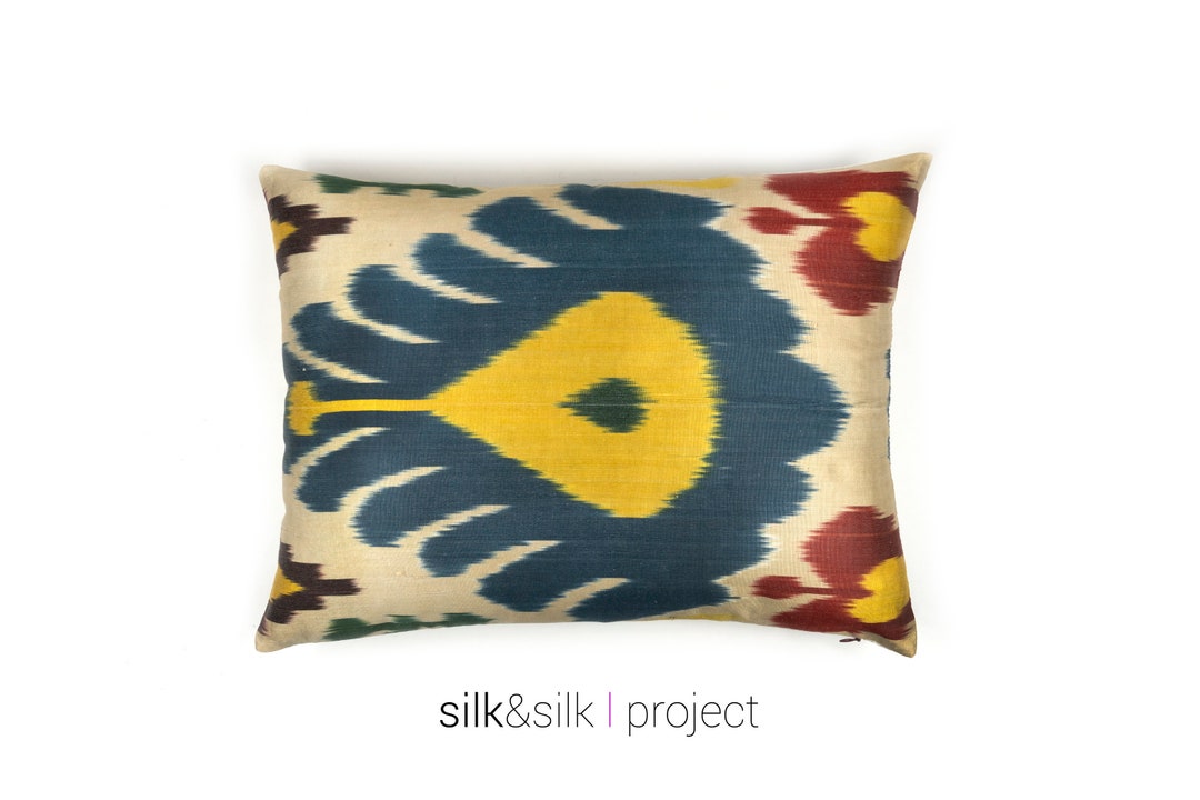 Silk Ikat Lumbar Pillow Cover Ikat Cushion Ethnic Colorful Etsy UK