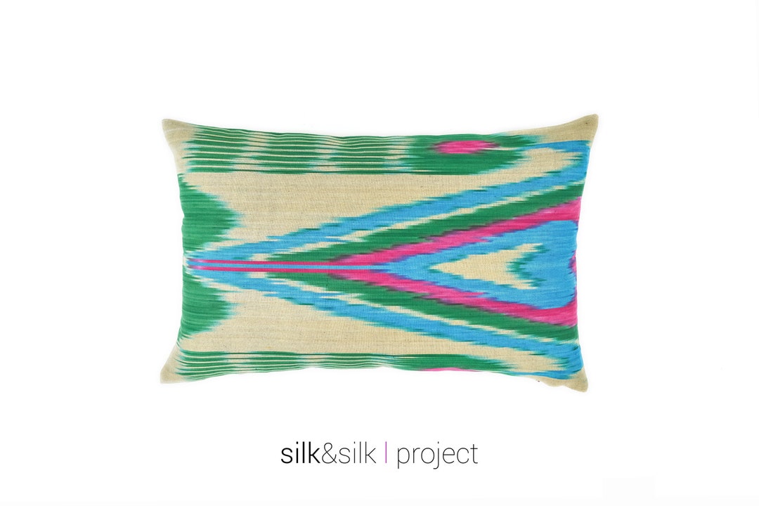 Buy Green Ethnic Pillow Ikat Lumbar Pillow Silk Ikat Cushion Online in India Etsy