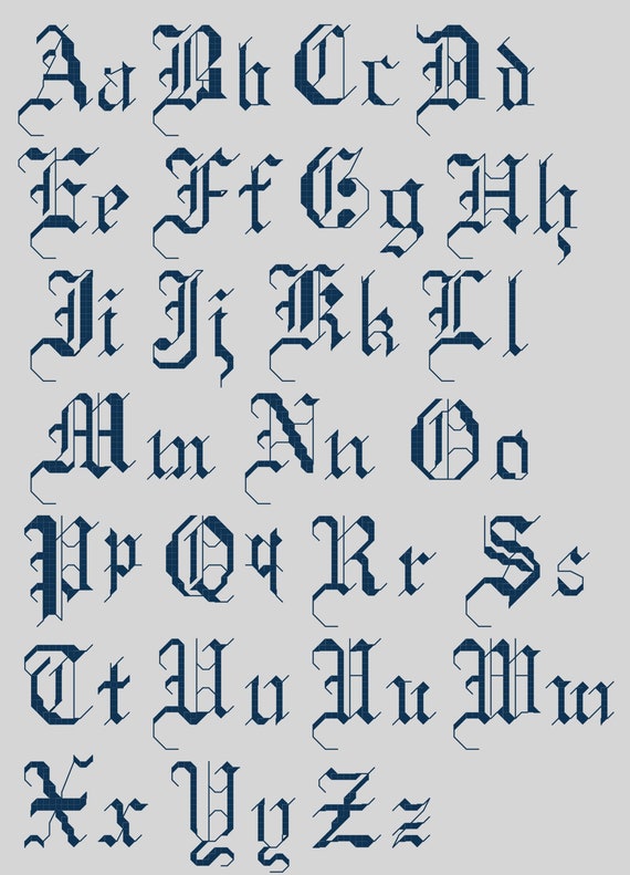 Old English Alphabet Cross Stitch Patterns - Capital Letters Archives