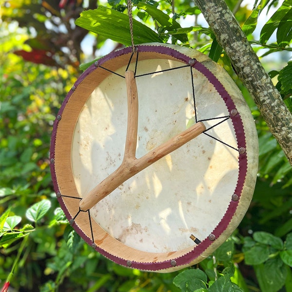 Shaman Drum , Shamanic Frame Drum 42-52cm 17 inch , Easy Tunable Goat Hide Ocean Sound Healing Drums + Drumstick & Pump - PLANT A TREE