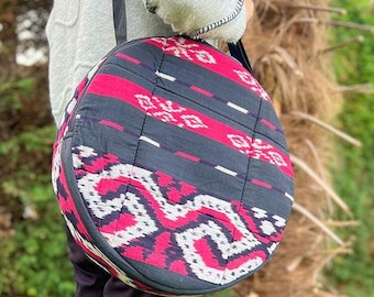 Bolsa para tambor chamánico hecha a mano, estuche protector para tambor con diseño estampado.