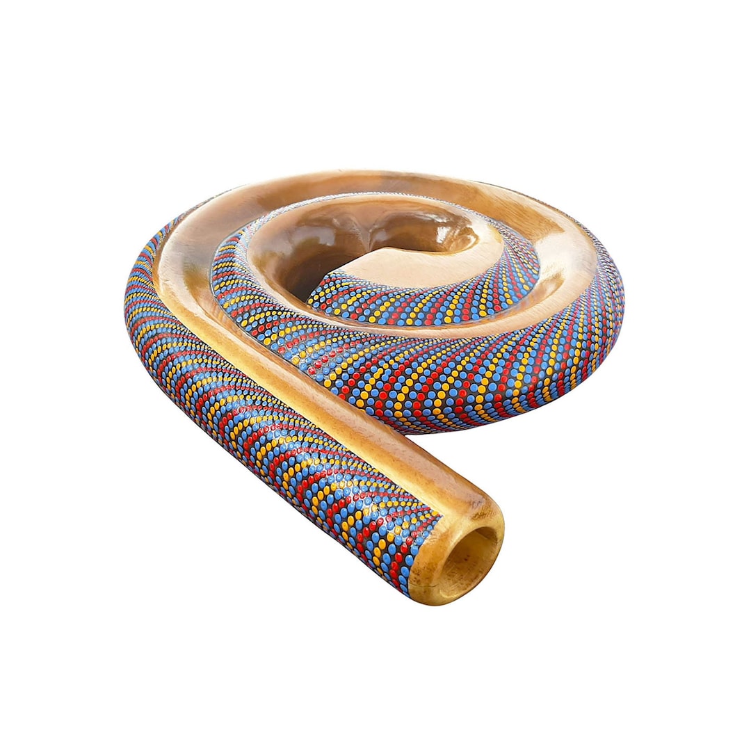 Spiral Travel Didgeridoo Instrument , Handcrafted Painted Compact