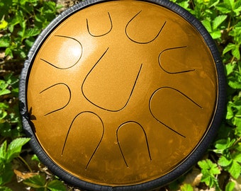 14 Inch Steel Tongue Drum, 9 Note Handpan, Meditation Instrument