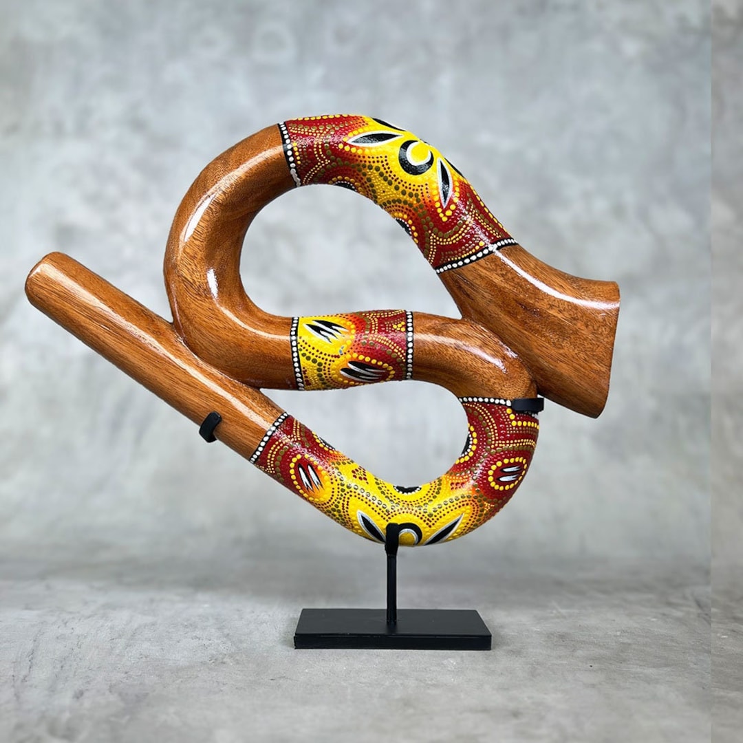 Snake Travel Didgeridoo Instrument , Handcrafted Painted Compact Aboriginal Mahogany Didgeridoos