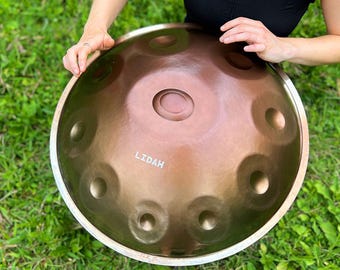 LIDAH Handpan Trommel – d-Moll/F Pygmäe, Edelstahl, Klangheilung, 432 Hertz / 440 Hertz