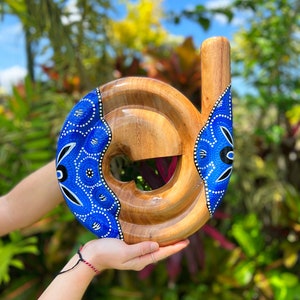 Spiral Travel Didgeridoo Instrument , Didgeridoo Small Australian Bali Digeridu , Handcrafted Compact Didgeridoos PLANT A TREE Blue