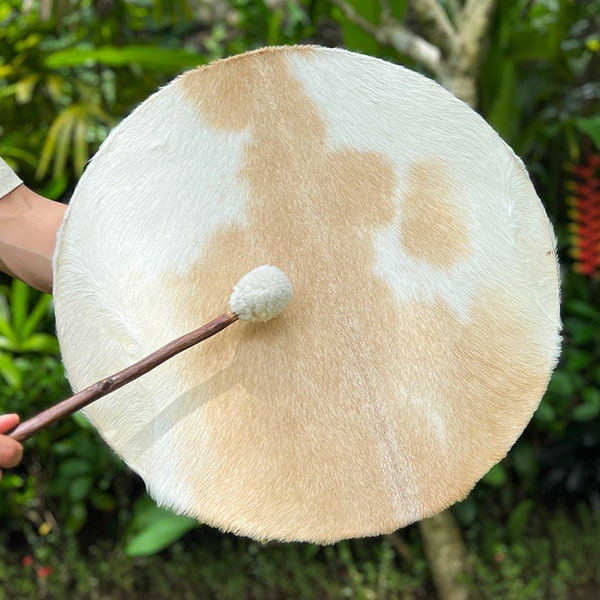 Shaman Drum , Shamanic Frame Drum from Natural goat Skin , 40 - 50cm 17 inch Deep Sound Healing Drums + Drumstick - PLANT A TREE