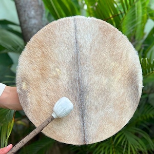 Shaman Drum , EasyTune Shamanic Frame Drum from Natural goat Skin , Tunable  Deep Sound Healing Drums + Drumstick - PLANT A TREE