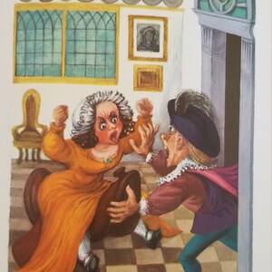 Famous Lucille Corcos Grimm&#39;s Fairy Tales Print &quot;The Poor Man and Rich Man&quot; Fine Art Illustration Book Plate Page Vintage Print Frameable