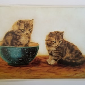 Famous B. B. Cat Print &quot;Felines At Play&quot;  Fine Art Illustration Book Plate Page Vintage Print, Frameable,Glossy Finish