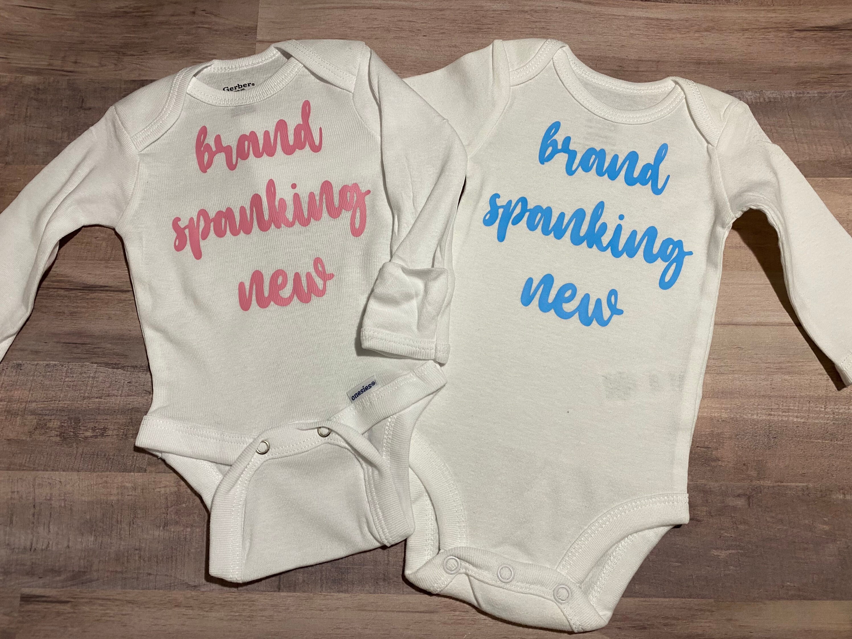 Gender Reveal Onesies Newborn Onesies Brand Spanking New Etsy UK