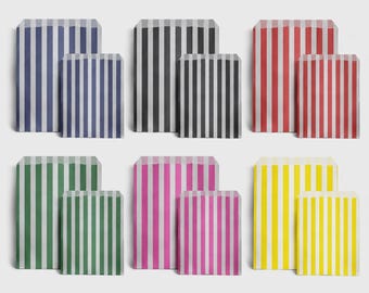 Candy Stripe Paper Bags | Mixed Colours, Party Favours, Sweet Bags